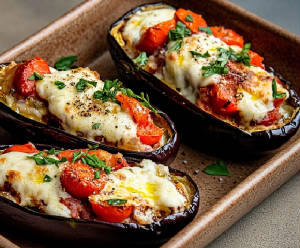 VEGGIES/veggies_Aubergines_farcies_gratinees_tomates_mozza.jpg